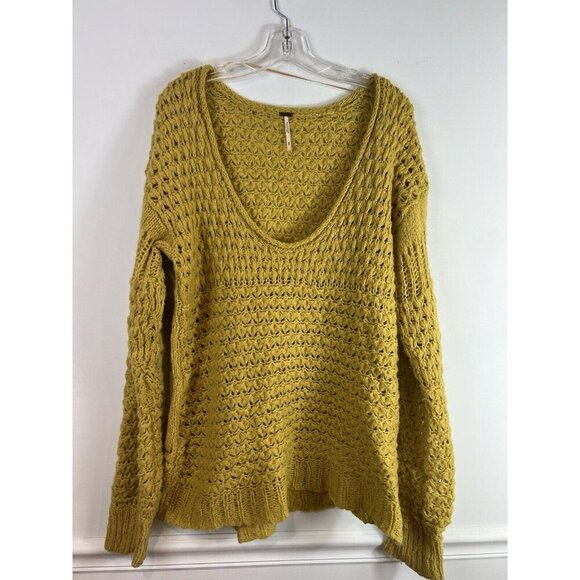 Free People Crashing Waves Open Knit Pullover Women’s Sweater Medium Boho Gypsy - Picture 4 of 11